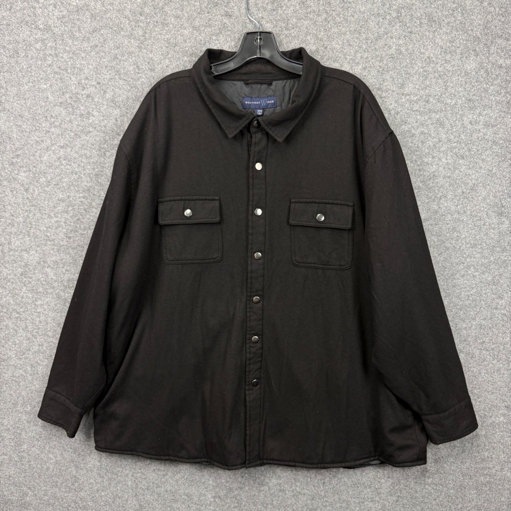 Westport 1989 Mens 3XB Firepit Solid Flannel Shirt Jacket Charcoal Gray Quilted